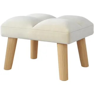 YMYNY Fußhocker, kleine Ottomane Hocker Stuhl mit Holzbeinen, Moderne Gepolsterte Sofa Sitz Fußstütze Hocker, Samt Fußhocker, Pouf Couch Hocker für Wohnzimmer Schlafzimmer 40×30×27CM Beige HBD032M