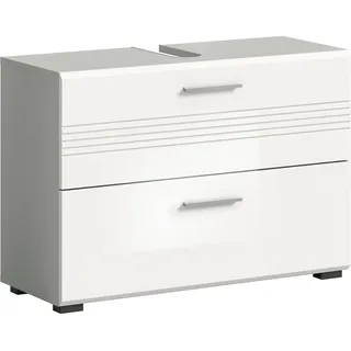 welltime Waschbeckenunterschrank »Calcio, Breite 80 cm, 2 Schubkästen, davon einer geteilt,« MDF Front, Badschrank, Bad-Möbel, Badezimmer, grau