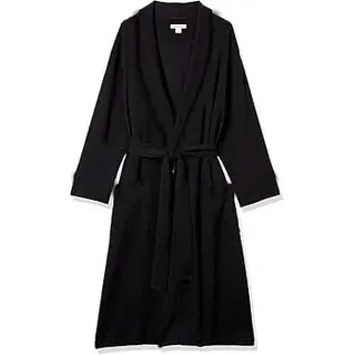 Amazon Essentials Herren Leichter Waffel-Bademantel (Erhältlich In Den Größen Schwer Und Groß), Schwarz, M-L