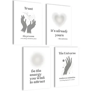 Aura Poster Set Aura Bilder Trust the Universe Aesthetic Style Preppy Room Decor Y2K Poster Ästhetik Yoga Gesetz der Anziehung Manifestation Set