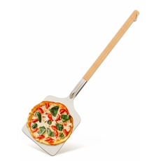 Praknu Pizzaschieber mit Abnehmbarem Holz Griff - Große Fläche 30x30cm - Rostfrei Alu
