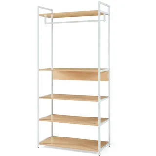 [en.casa] Garderobenständer Larem , Eichefarben, Weiß , Holzwerkstoff, Metall , Holz Optik , 84x180x40 cm , Garderobe, Garderobenständer