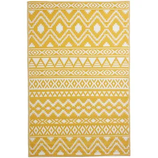 Homescapes Outdoorteppich Anna mit Ethno-Muster 120/180 cm , Kunststoff , Rechteckig , 120x180 cm , Global Recycled Standard (Grs) , Teppiche und Böden, Teppiche, Outdoorteppiche
