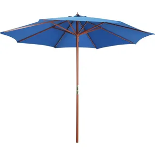 The Living Store Sonnenschirm mit Holz-Mast 300 x 258 cm Blau - Blau