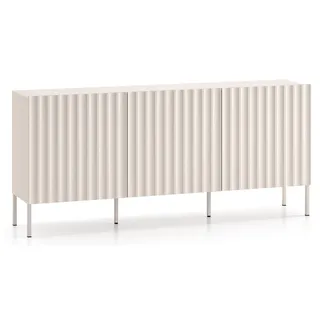 Selsey Derriva - Sideboard 3-türig mit geriffelten Fronten, hellbeige, 170 cm