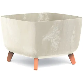 Tymar Blumentopf ecking mit Füßen Übertopf mit Beinen Blumenkübel außen innen (Beton Creme; 29x29 cm)