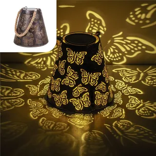 Gadgy Solar-Laterne mit Schmetterlingseffekt – orientalische, wasserfeste Laterne für Garten, Balkon & Außenbereich, ideal zur Dekoration und Beleuchtung