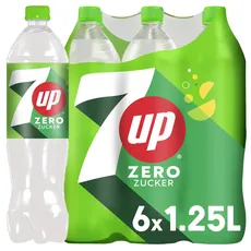 7UP Zero, Zuckerfreie Limonade mit Zitronen- und Limettengeschmack in Flaschen aus 100 Prozent recyceltem Material, EINWEG (6 x 1.25 l)