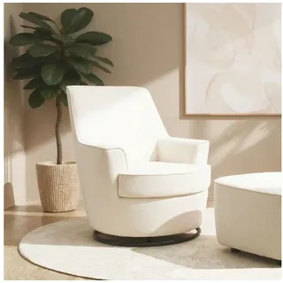 Home Affaire Drehsessel HETTY Mikrofaser 78 x 93 x 88 cm Beige mit Hocker