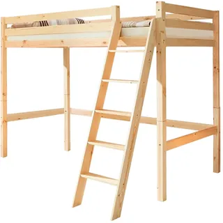 TICAA Hochbett Matthias 90 x 200 cm Kiefer massiv braun weiß