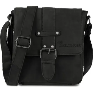 Herren Leder Umhängetasche, klein, elegant, schwarz, Beltimore - Schwarz