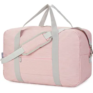 Narwey Handgepäck Tasche für Flugzeug Faltbare Reisetasche Damen Weekender Bag Sporttasche Damen Herren Handgepäck Koffer Groß 40L(Rosa)