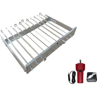 walexo Spießdreher (universell), incl. 11 Edelstahlspieße mit 5V USB-Motor+Powerbank 1000mAh - Silber