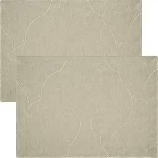Erwin Müller Tischset Girona im 2er-Pack, mit Ranken beige Größe 35x50 cm - in robuster Leinen-Optik, pflegeleicht, langlebig und strapazierfähig