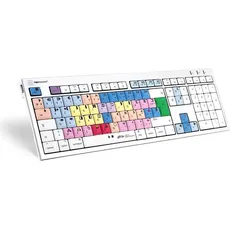 Logickeyboard LKB-MCOM4-CWMU-FR. Tastatur Formfaktor: Full-size (100%). Tastatur-Stil: Gerade. Übertragungstechnik (FR), Tastatur, Mehrfarbig