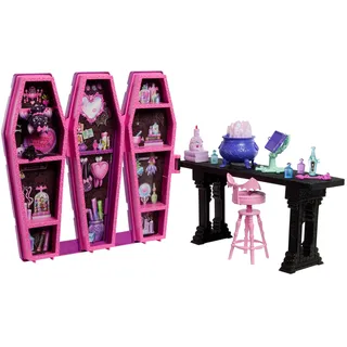 Monster High Draculaura Secret Potion Room Puppen-Spielset mit mehr als 12 Teilen und überraschenden Verwandlungen, JBF15