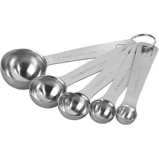 Tala Messlöffel Set 5 Stück aus Edelstahl Measuring Spoons mit Ring für Backen Kochen Gewürze Backpulver Vanille Saucen Dressings und Flüssige Zutaten
