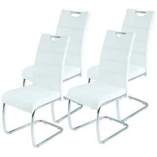 Mid.you Schwingstuhl-Set , Weiß, Chromfarben , Metall, Textil , Rundrohr , 43x98x59 cm , Typenauswahl, mit Griff, abwischbar , Esszimmer, Stühle, Schwingstühle