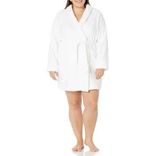 Amazon Essentials Damen Mittellanger Bademantel Plüsch - Auslauffarben, Weiß, 4XL Große Größen