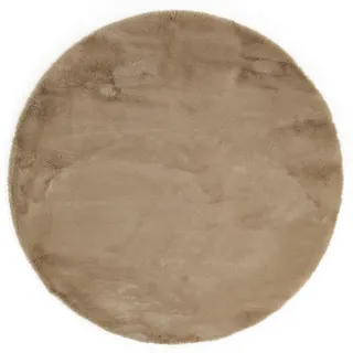 -LUXOR- living Teppich Coste gemütlicher Hochflor Kunstfell Teppich Fellimitat in Schaffelloptik 80 cm rund Taupe