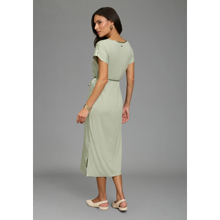 Satinkleid LAURA SCOTT, Damen, Gr. 42, N-Gr, salbei, Satin, Obermaterial: 100% Polyester. Rückenteil: 95% Viskose, 5% Elasthan, glänzend, figurbetont wadenlang, Rundhals, angeschnitten, Kleider Satinkleid, in moderner Midi-Länge, glänzende Optik