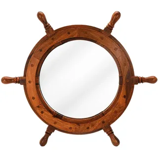 NKlaus Spiegel Steuerrad aus Holz 45cm Nautische Wandspiegel Maritime Dekoration 14972