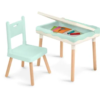 B. toys - Kleiner Schreibtisch & Stuhl Duo - Grüner Kinderschreibtisch & Stuhl Set - Ablagetisch mit Stifteköcher - Zum Basteln, Ausmalen und mehr! - Eingebautes Kabelmanagement - 3 Jahre +