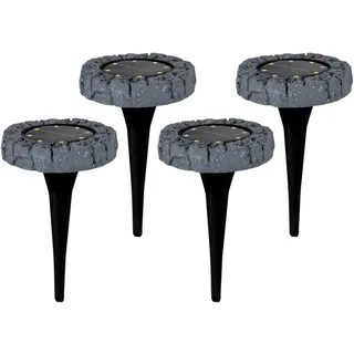 NÄVE LED Solar-Bodenleuchte 4er Set Kunststoff Ø 12 cm grau