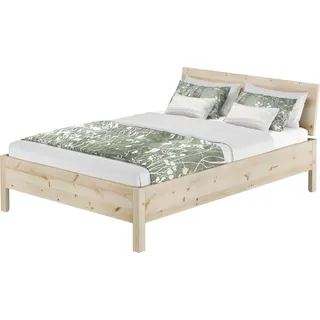 Metallfreies Doppelbett Holzbett Zirbe massiv 140x200 mit wählbarem Zubehör V-60.95-14ohne Zubehör - Naturbelassen