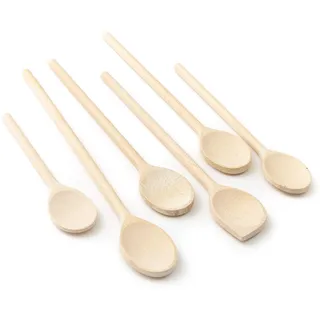 6-tlg Kochlöffel Set Holz Buche Groß Klein (6x Kochlöffel 20cm–35cm Länge)