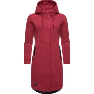 Kapuzensweatjacke RAGWEAR "Kurzmantel Letti Long", Damen, Gr. M, pink (raspberry), Obermaterial: 54% Polyester PES. 41% Baumwolle CO. 5% Viskose CV., Sweatjacken Kapuzensweatjacke