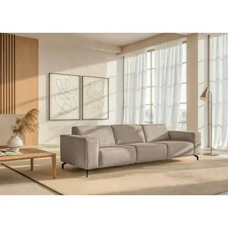 3-Sitzer HOME AFFAIRE "Lorcan 257 cm, weiches Sitzgefühl", braun, B:257cm H:77cm T:93cm, 100% PES, Sofas, 3-Sitzer, mit schwarzen Metallfüßen, Lederoptik und in weichem Strukturstoff