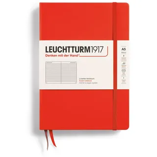 LEUCHTTURM1917 369785 Notizbuch Medium (A5), Hardcover, 251 nummerierte Seiten, Lobster, liniert