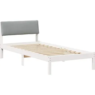 vidaXL Bettgestell Weiß und Hellgrau 100 x 200 cm Massivholz Kiefer - Weiß