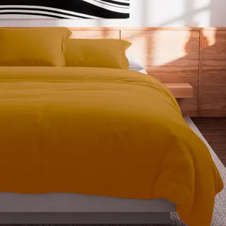Soleil d'ocre, Bettdeckenbezug aus 57-fädiger Baumwolle 240x220 cm UNI Senffarben