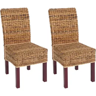 2er-Set Esszimmerstuhl Korbstuhl M69 Stuhl BALI Bananengeflecht  hell, ohne Kissen - Braun