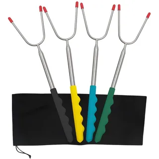 4 Stück marshmallow spieße, GrillgabelSpieße ausziehbar, Edelstahl Grillspieße Lagerfeuer, 25-85cm Grillspieße Teleskop,Wird Zum Grillen, Lagerfeuer Und Camping