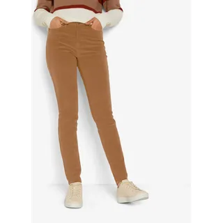 Cordhose BONPRIX "Stretch-Cordhose, Skinny", Damen, Gr. 50, N-Gr, braun (cognac braun), Cord, Obermaterial: 98% Baumwolle, 2% Elasthan, unifarben, skinny fit lang, Hosen Cordhose, aus Baumwolle und Elasthan, schmale Passform, Skinny Fit