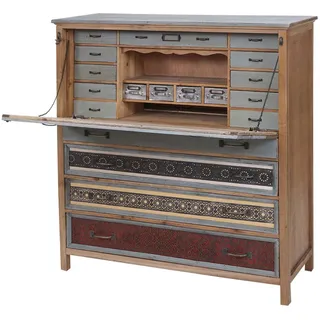 MCW Sekretär MCW-A43, Kommode Schrank, Tanne Holz massiv Vintage Patchwork 113x99x36cm