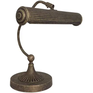 Bankerlampe Tischleuchte Messing h: 31,5 cm in Bronze antik schwenkbar E14