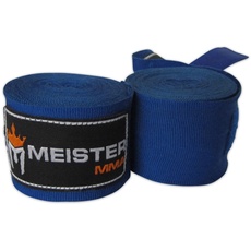 Meister Handbandagen für Boxen und Kampfsport, 4,5 m, elastisch, aus Baumwolle, 1 Paar, damen Mädchen Jungen Herren, blau, 180" x 2" (Pair)