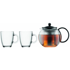 Bodum Assam, Glas, Schwarz, 3 Stück (1er Pack)