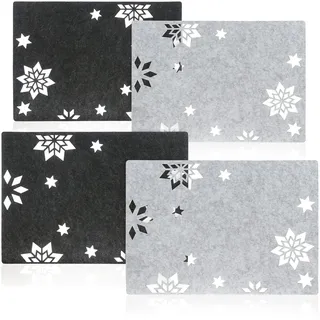 com-four® 4-teiliges Platzset Sterne aus Filz - abwischbare Untersetzer | 44 x 32 cm - Moderne Tischdekoration im Sternen-Design - Filzunterlagen für Teller, Gläser & Geschirr in Küche und Esszimmer