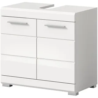 inn.furn Waschbeckenunterschrank weiß Hochglanz Badezimmer Unterschrank 60 cm - Weiß