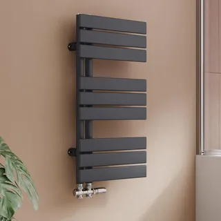 S'AFIELINA 762x400mm Design Badheizkörper Handtuchheizkörper Flach Paneel Seitenanschlusss Heizkörper für Bad Handtuchtrockner Anthrazit 342 Watt - Grau