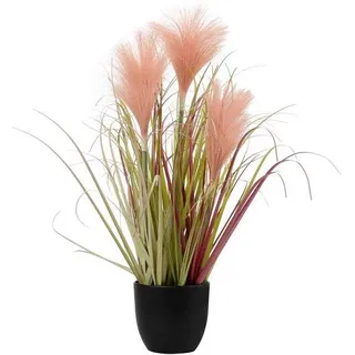 Ibenzoa® Künstliche Pampasgras-Kunstpflanze – naturgetreue Grasbüschel in schwarzem Kunststofftopf, pflegeleichte Deko für Wohnzimmer & Bad - Rosa