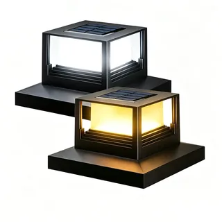 HMAKGG Solar Pfostenkappen Licht 2 Stück, Pfostenleuchte Solar 8x8-15x15 für Holzpfosten, 2 Lichtmodi 3000K/6000K, IP44 wasserdichte Solarleuchten für Zaun, Garten, Terrasse
