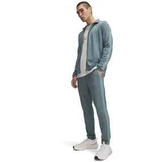 Under Armour Herren Rival Knit Track Suit, zweiteiliger Jogginganzug mit Hose und Sweatjacke, schnelltrocknender Trainingsanzug aus weichem Stricktrikot,Jasper Blue/Serpentine/Serpentine,LG