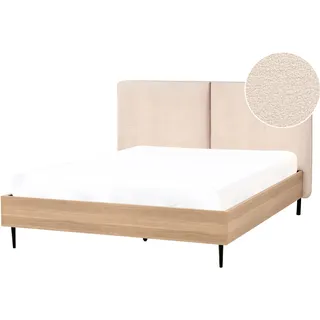 Beliani Bett Beige Textil, 140x200 cm