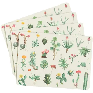 Grupo Erik Tischsets Platzsets Botanical Cacti Deko Tablett Serviertablett Tischuntersetzer - Tischsets Abwaschbar 4er Set Platzset